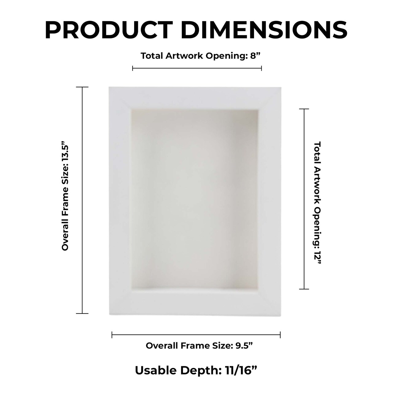 Classic White Wood Shadown Box Frame with Acrylic Front - White Suede Backing, 30 Sizes